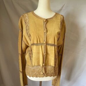 Gantos suede and crocheted jacket, size L